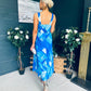 Aideen Detailed Midi Dress Geo Blue