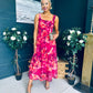Aideen Detailed Midi Dress Floral Ruby