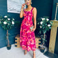 Aideen Detailed Midi Dress Floral Ruby