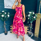 Aideen Detailed Midi Dress Floral Ruby