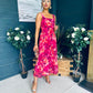 Aideen Detailed Midi Dress Floral Ruby