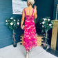 Aideen Detailed Midi Dress Floral Ruby