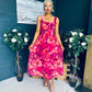 Aideen Detailed Midi Dress Floral Ruby