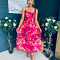 Aideen Detailed Midi Dress Floral Ruby