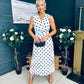 Michelle Banded Midi Dress Polka White