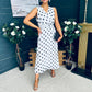 Michelle Banded Midi Dress Polka White