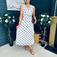Michelle Banded Midi Dress Polka White