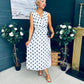 Michelle Banded Midi Dress Polka White