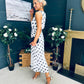 Michelle Banded Midi Dress Polka White