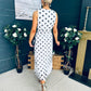 Michelle Banded Midi Dress Polka White