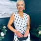 Michelle Banded Midi Dress Polka White