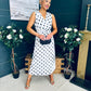 Michelle Banded Midi Dress Polka White