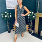 Michelle Banded Midi Dress Polka Khaki