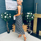 Michelle Banded Midi Dress Polka Khaki