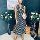 Michelle Banded Midi Dress Polka Khaki