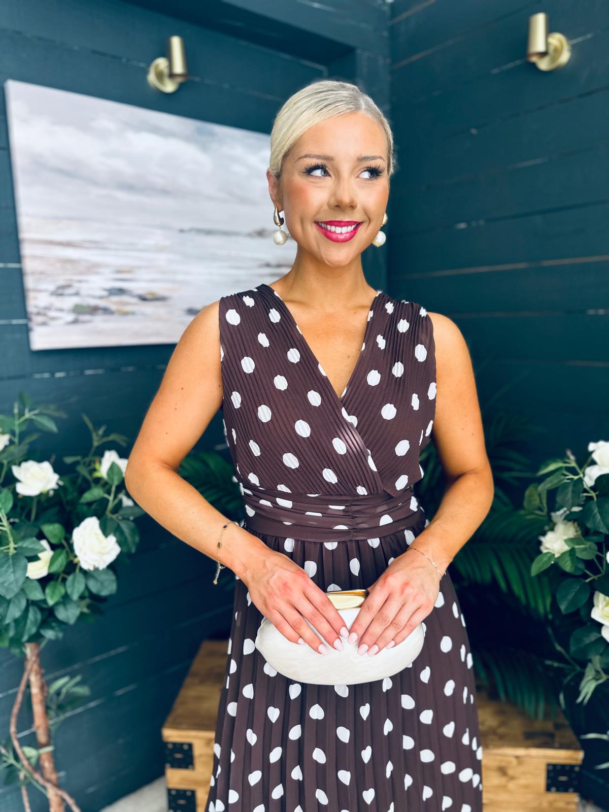 Michelle Banded Midi Dress Polka Coco