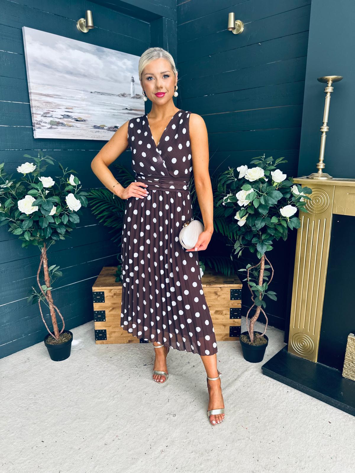 Michelle Banded Midi Dress Polka Coco