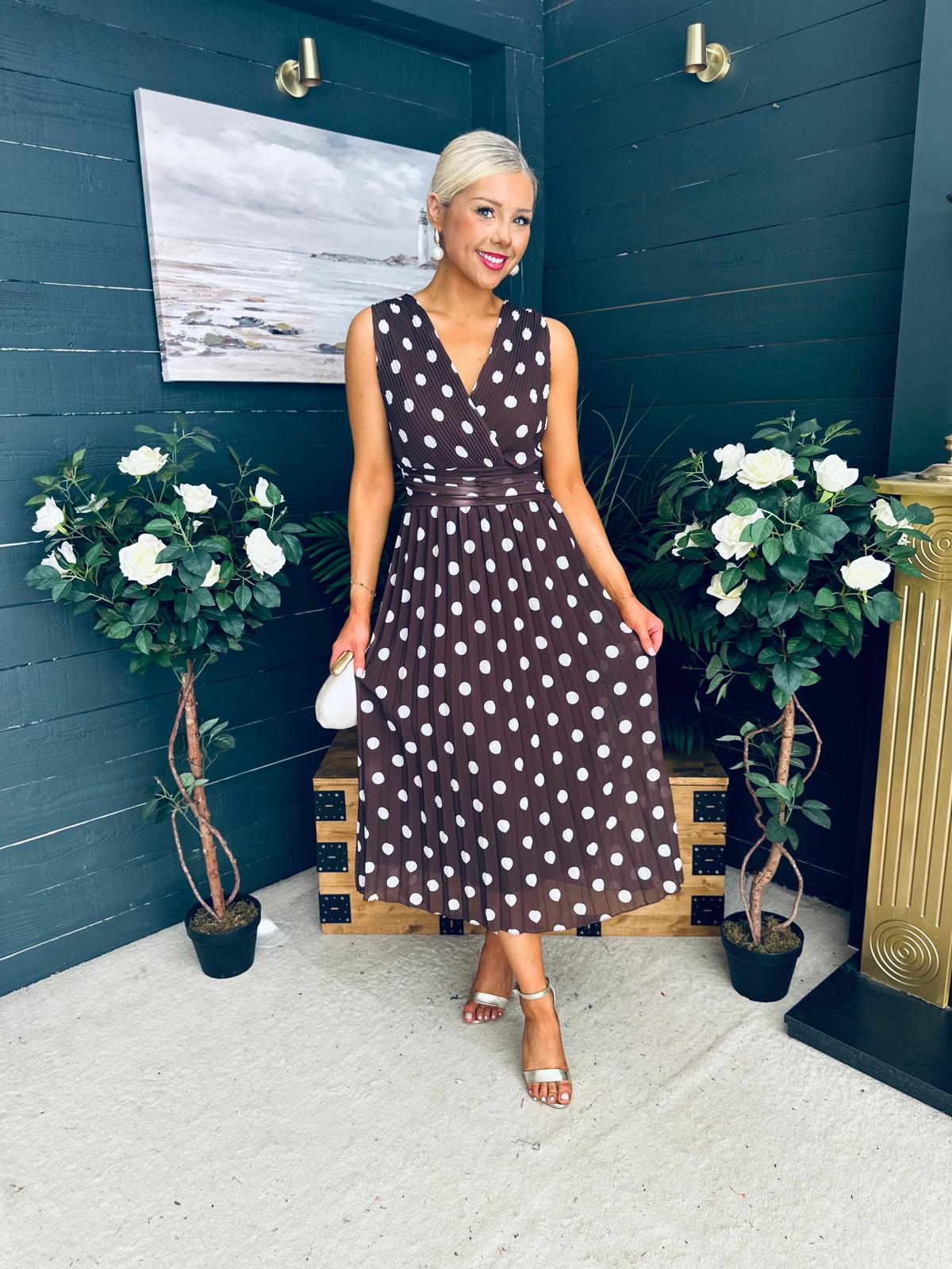 Michelle Banded Midi Dress Polka Coco
