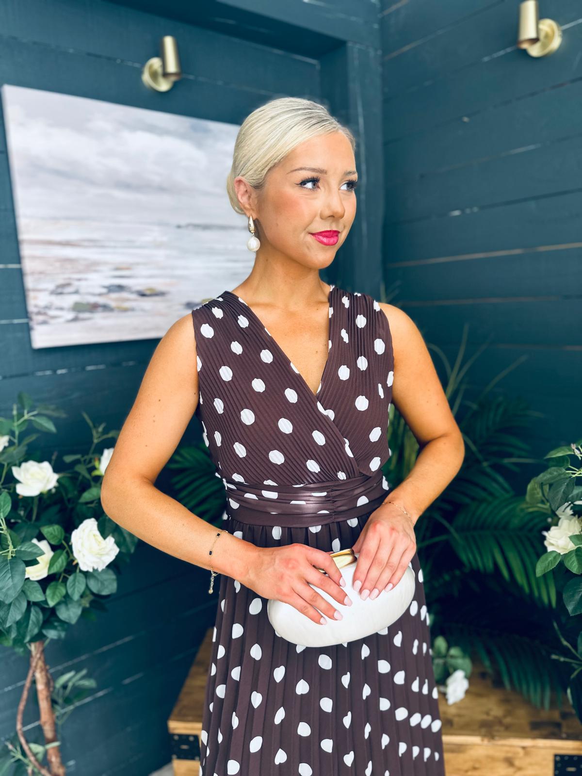 Michelle Banded Midi Dress Polka Coco