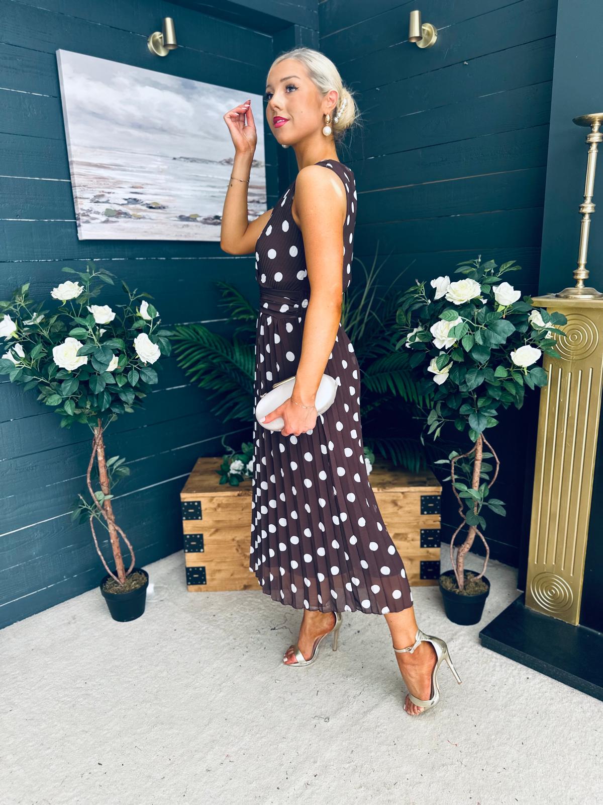 Michelle Banded Midi Dress Polka Coco