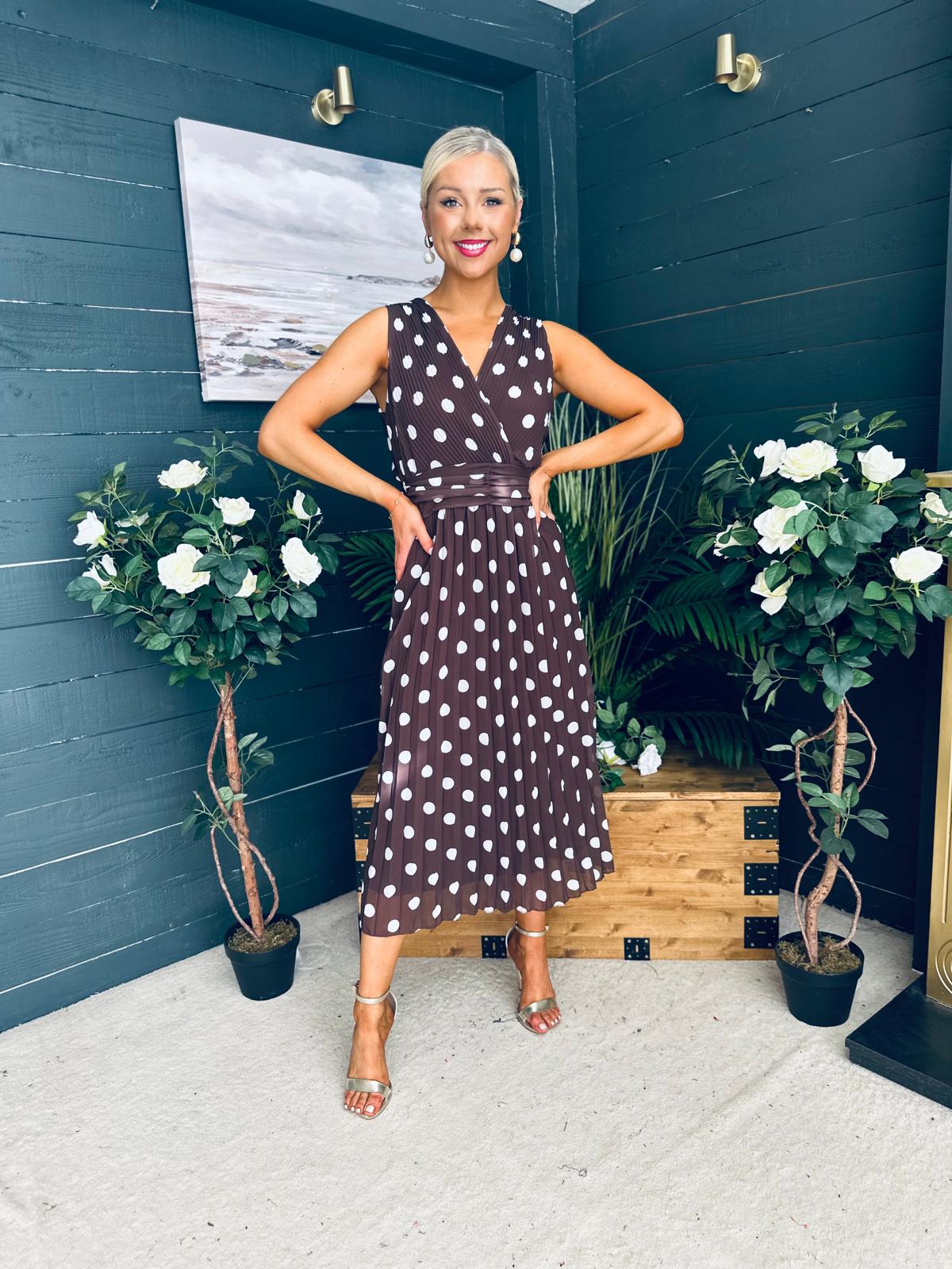 Michelle Banded Midi Dress Polka Coco