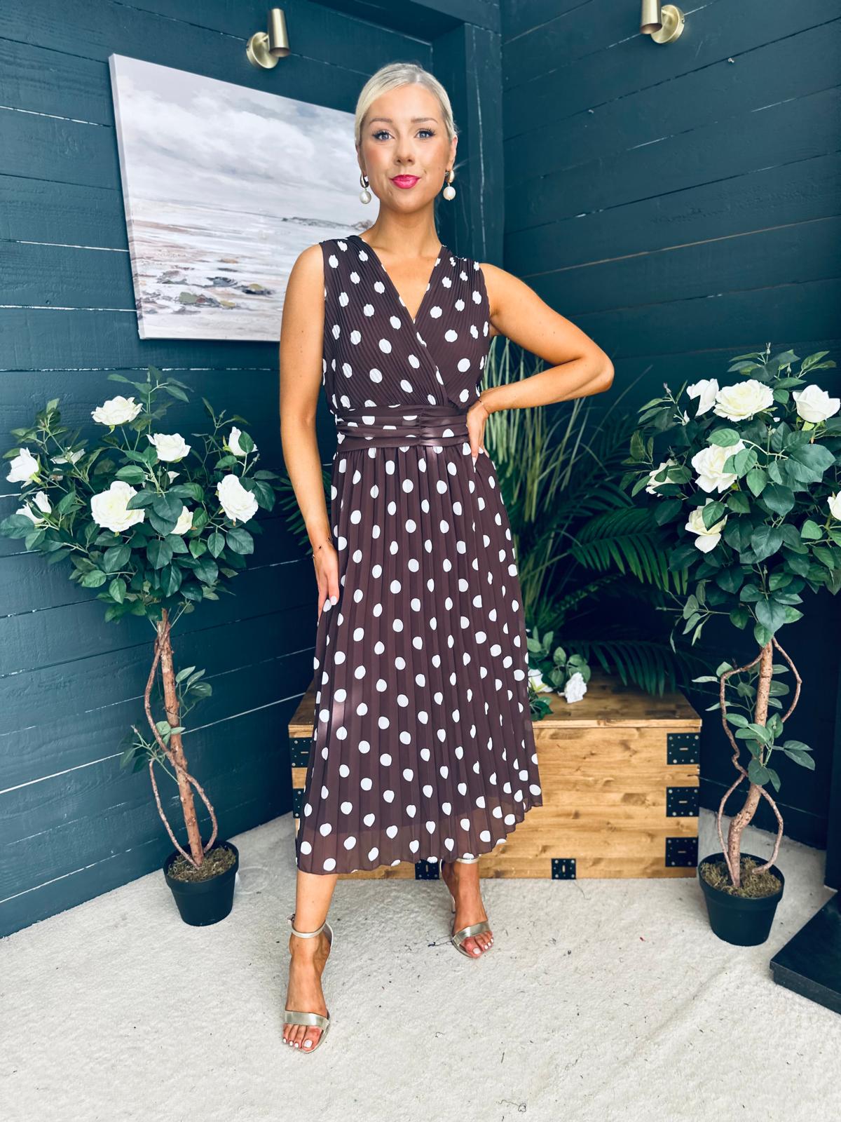 Michelle Banded Midi Dress Polka Coco