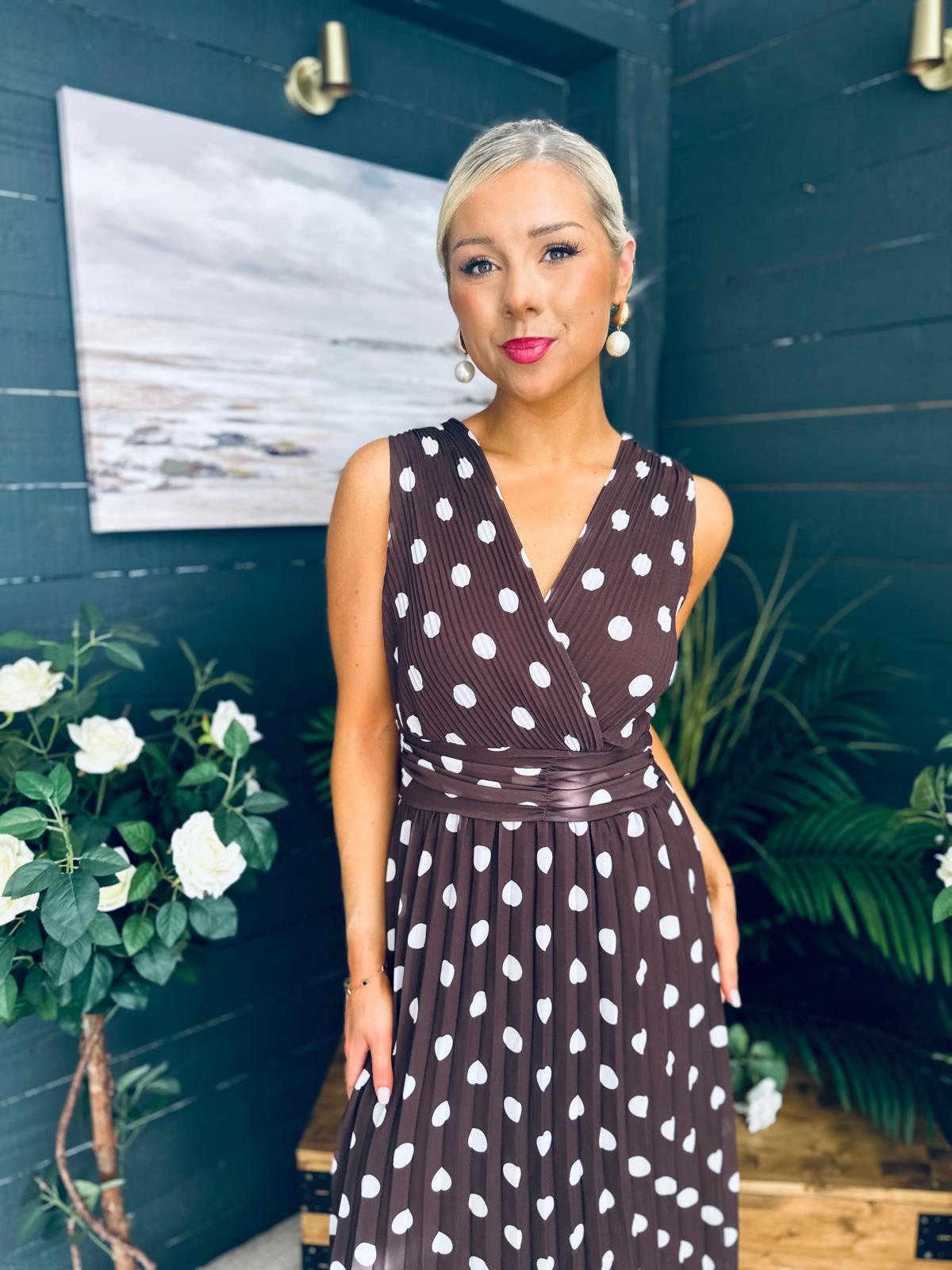 Michelle Banded Midi Dress Polka Coco