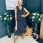 Michelle Banded Midi Dress Polka Black