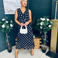 Michelle Banded Midi Dress Polka Black
