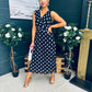 Michelle Banded Midi Dress Polka Black