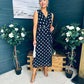 Michelle Banded Midi Dress Polka Black
