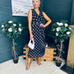 Michelle Banded Midi Dress Polka Black