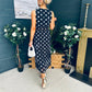 Michelle Banded Midi Dress Polka Black