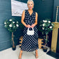Michelle Banded Midi Dress Polka Black