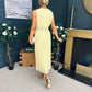 Michelle Banded Midi Dress Polka Yellow