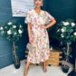 Leanne Pleated Midi Dress Floral Cream