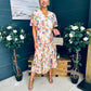 Leanne Pleated Midi Dress Floral Cream