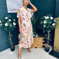 Leanne Pleated Midi Dress Floral Cream