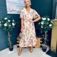 Leanne Pleated Midi Dress Floral Cream