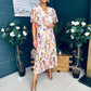 Leanne Pleated Midi Dress Floral Cream