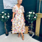 Leanne Pleated Midi Dress Floral Cream