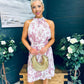 Jessy Pleated Mini Dress Floral Blush