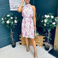 Jessy Pleated Mini Dress Floral Blush