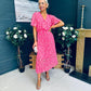 Nala Pleated Midi Dress Floral Pink