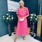 Nala Pleated Midi Dress Floral Pink