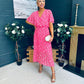 Nala Pleated Midi Dress Floral Pink