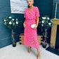 Nala Pleated Midi Dress Floral Pink