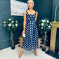 Tracey Detailed Midi Dress Polka Navy