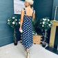 Tracey Detailed Midi Dress Polka Navy