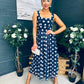 Tracey Detailed Midi Dress Polka Navy